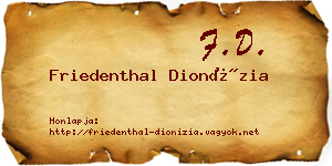 Friedenthal Dionízia névjegykártya